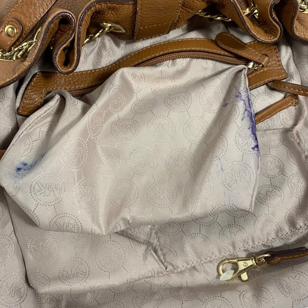 MICHAEL KORS Jet Set Chain Ring Large Tan Brown Leather Shoulder Tote Bag - Picture 12 of 14